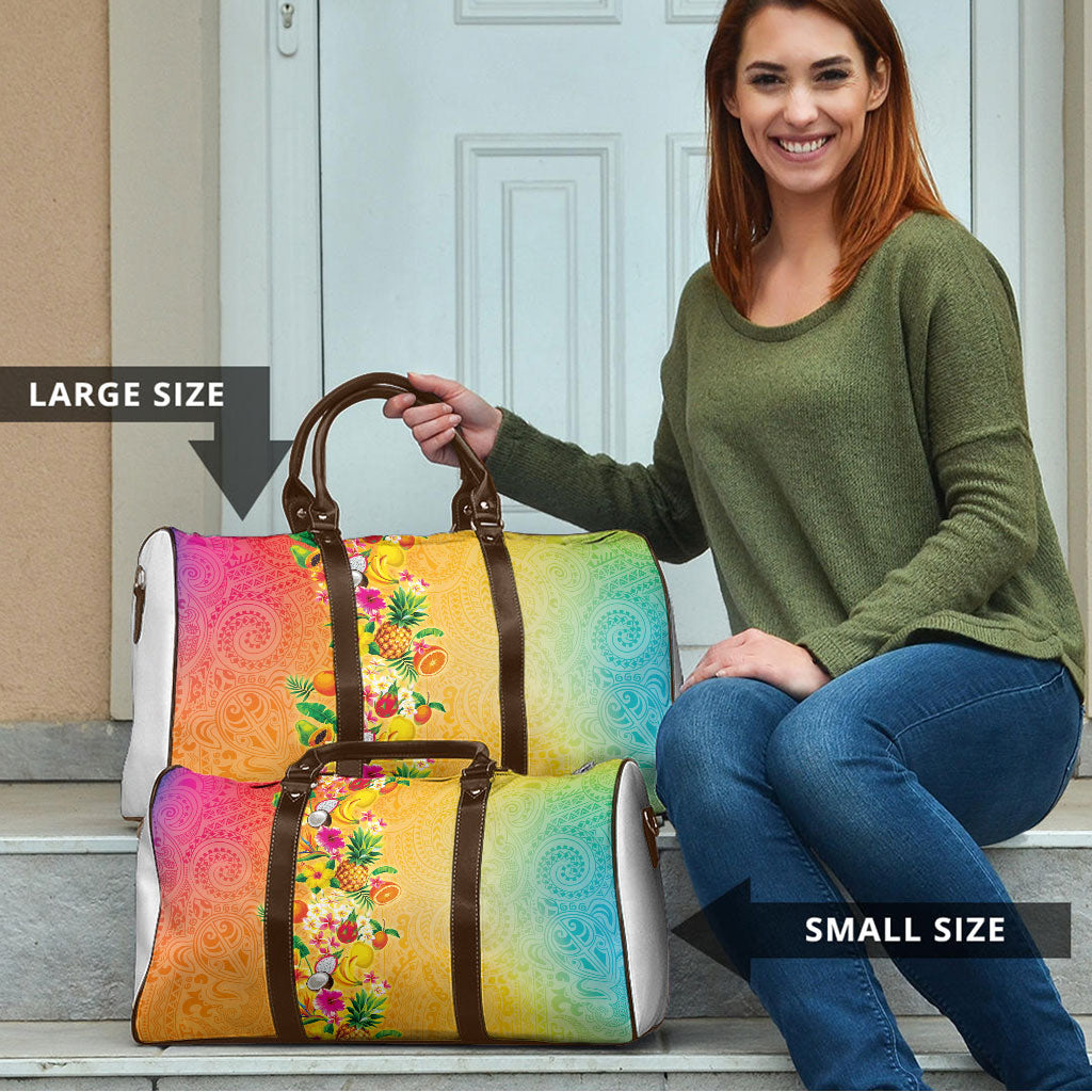 Hawaiian Tropical Fruits and Plants Travel Bag Kakau Pattern Summer Vibe