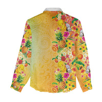 Hawaiian Tropical Fruits and Plants Women Casual Shirt Kakau Pattern Summer Vibe