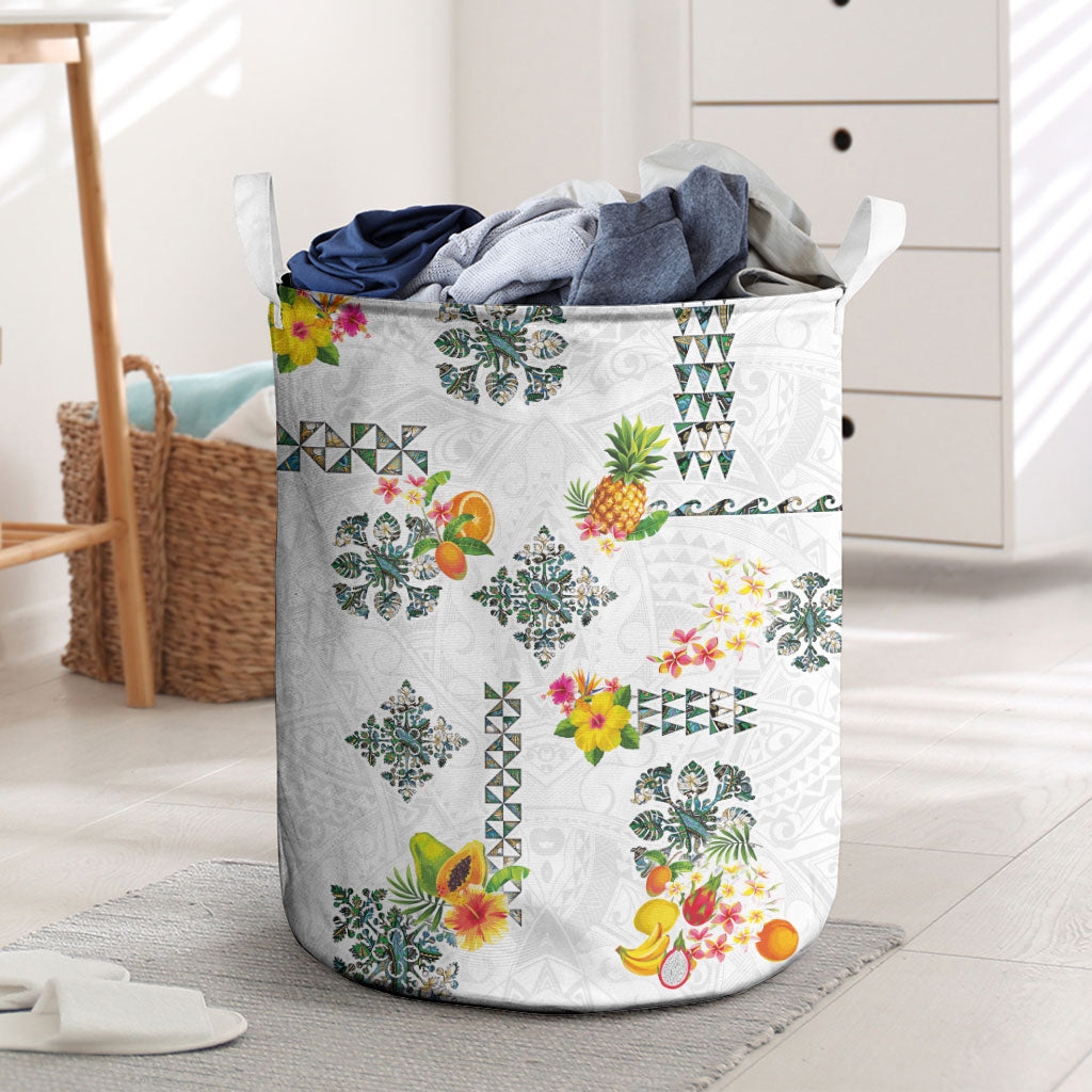 Hawaiian Quilts Laundry Basket Tropical Fruits and Plants
