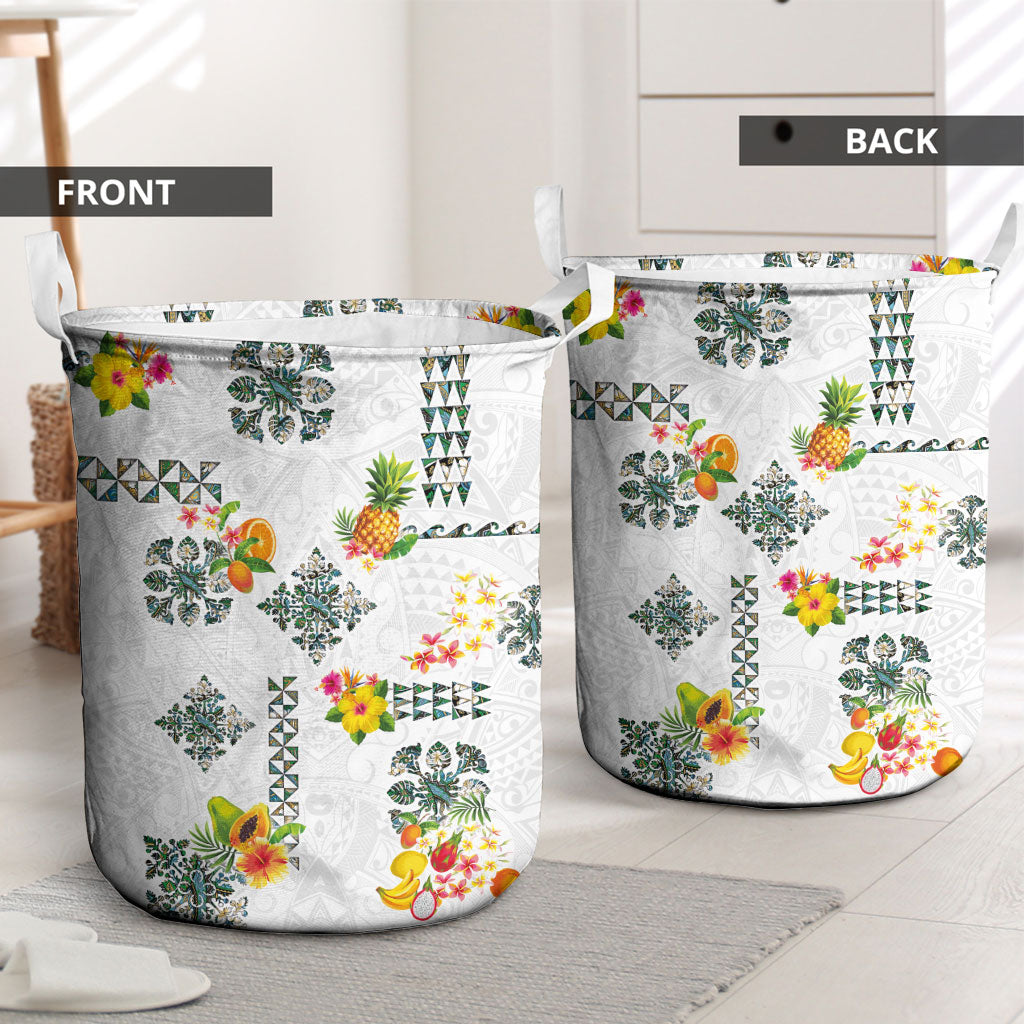 Hawaiian Quilts Laundry Basket Tropical Fruits and Plants