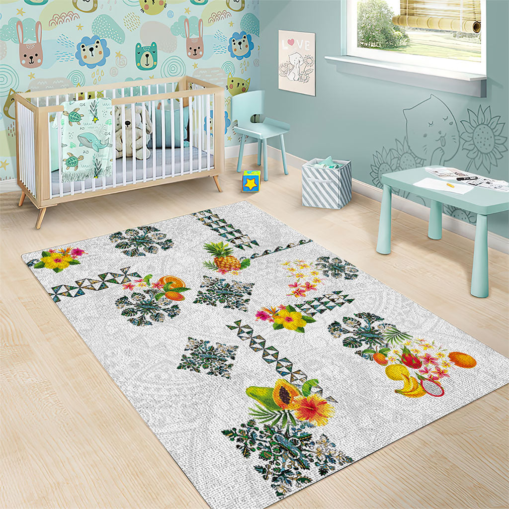 Hawaiian Quilts Area Rug Tropical Fruits and Plants
