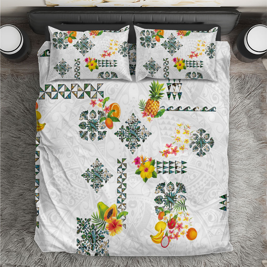 Hawaiian Quilts Bedding Set Tropical Fruits and Plants LT03 White - Polynesian Pride