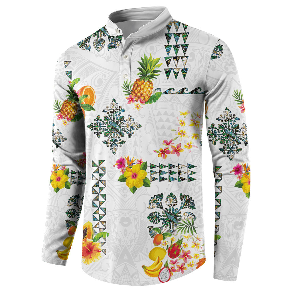 Hawaiian Quilts Button Sweatshirt Tropical Fruits and Plants