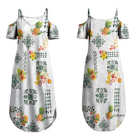 Hawaiian Quilts Couples Matching Summer Maxi Dress and Hawaiian Shirt Tropical Fruits and Plants