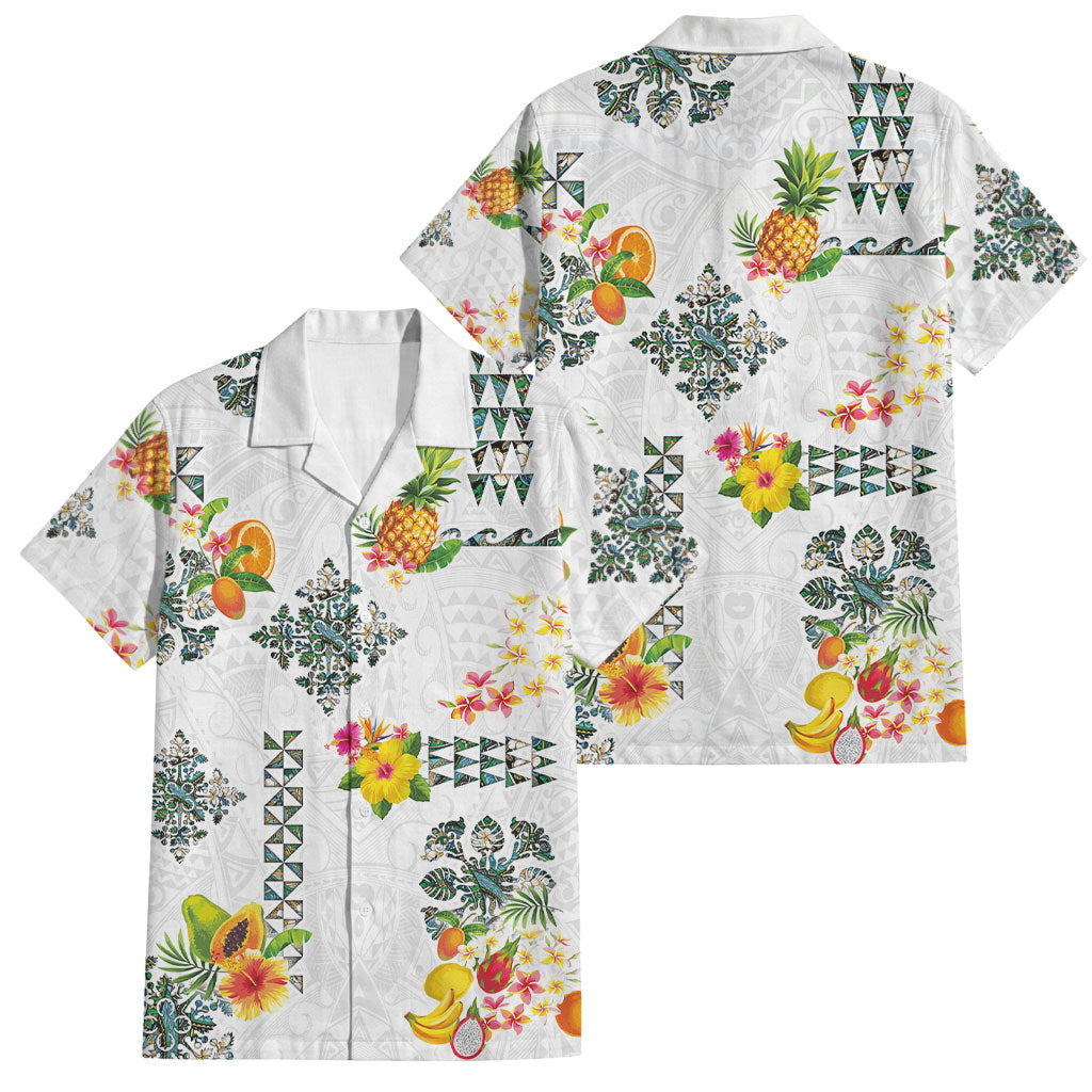 Hawaiian Quilts Family Matching Off Shoulder Maxi Dress and Hawaiian Shirt Tropical Fruits and Plants