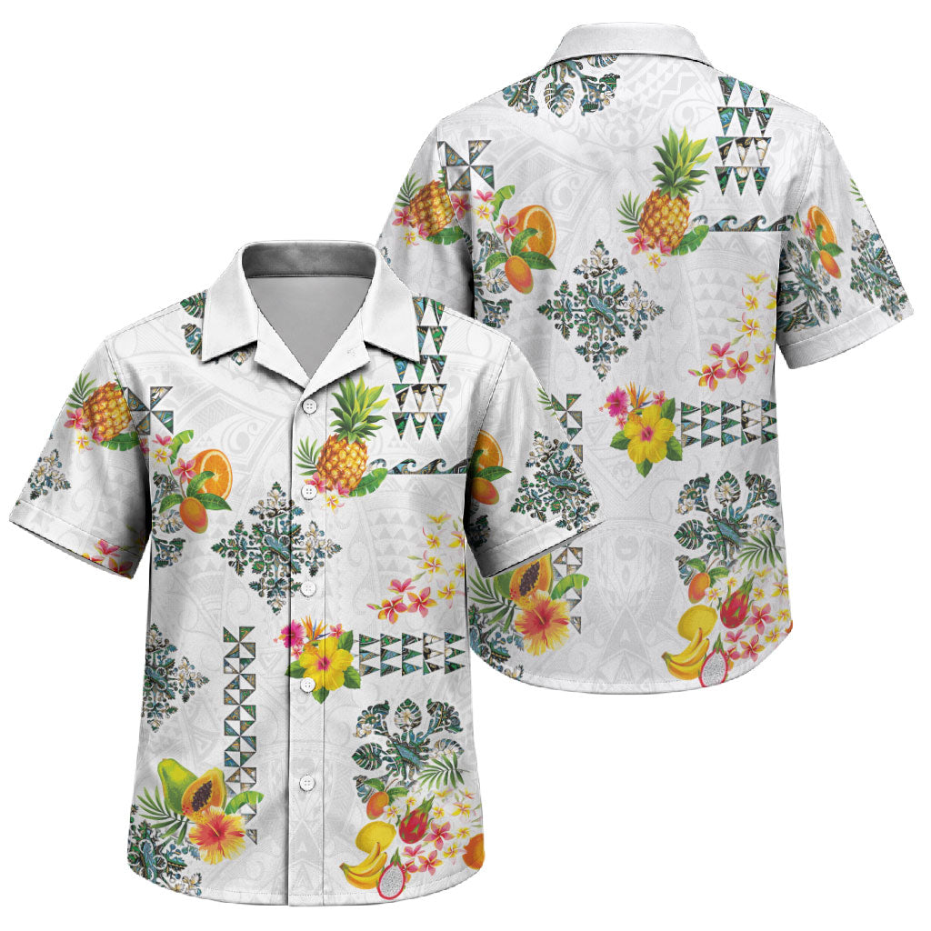 Hawaiian Quilts Family Matching Off Shoulder Maxi Dress and Hawaiian Shirt Tropical Fruits and Plants
