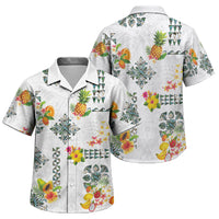 Hawaiian Quilts Family Matching Off Shoulder Short Dress and Hawaiian Shirt Tropical Fruits and Plants