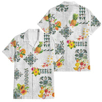 Hawaiian Quilts Family Matching Puletasi and Hawaiian Shirt Tropical Fruits and Plants