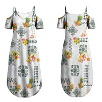 Hawaiian Quilts Family Matching Summer Maxi Dress and Hawaiian Shirt Tropical Fruits and Plants