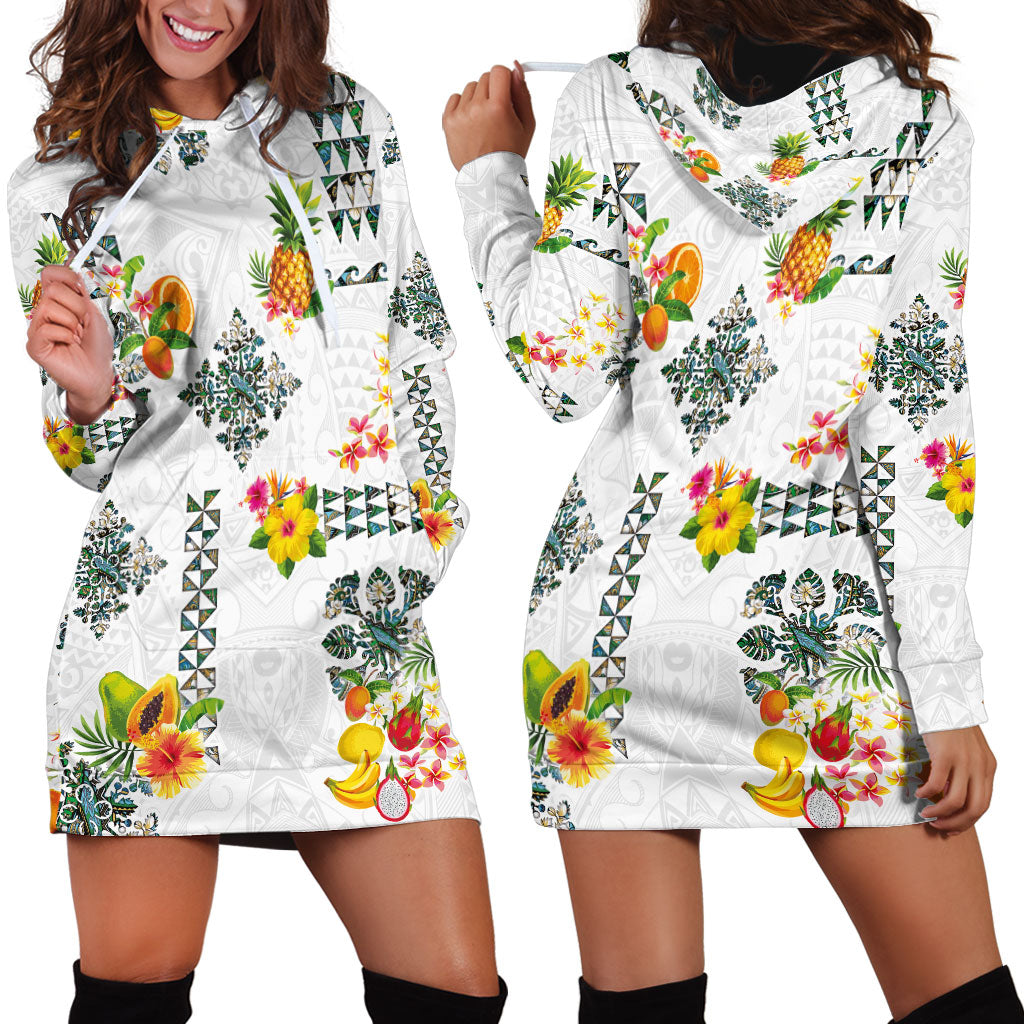 Hawaiian Quilts Hoodie Dress Tropical Fruits and Plants