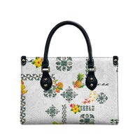 Hawaiian Quilts Leather Bag Tropical Fruits and Plants