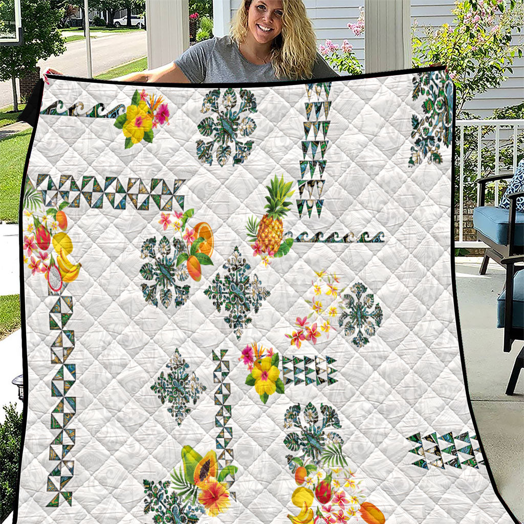 Hawaiian Quilts Quilt Tropical Fruits and Plants LT03 White - Polynesian Pride