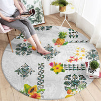 Hawaiian Quilts Round Carpet Tropical Fruits and Plants