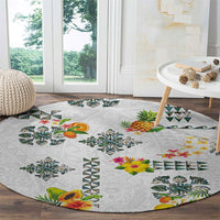 Hawaiian Quilts Round Carpet Tropical Fruits and Plants