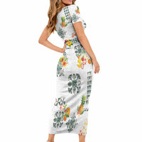 Hawaiian Quilts Short Sleeve Bodycon Dress Tropical Fruits and Plants