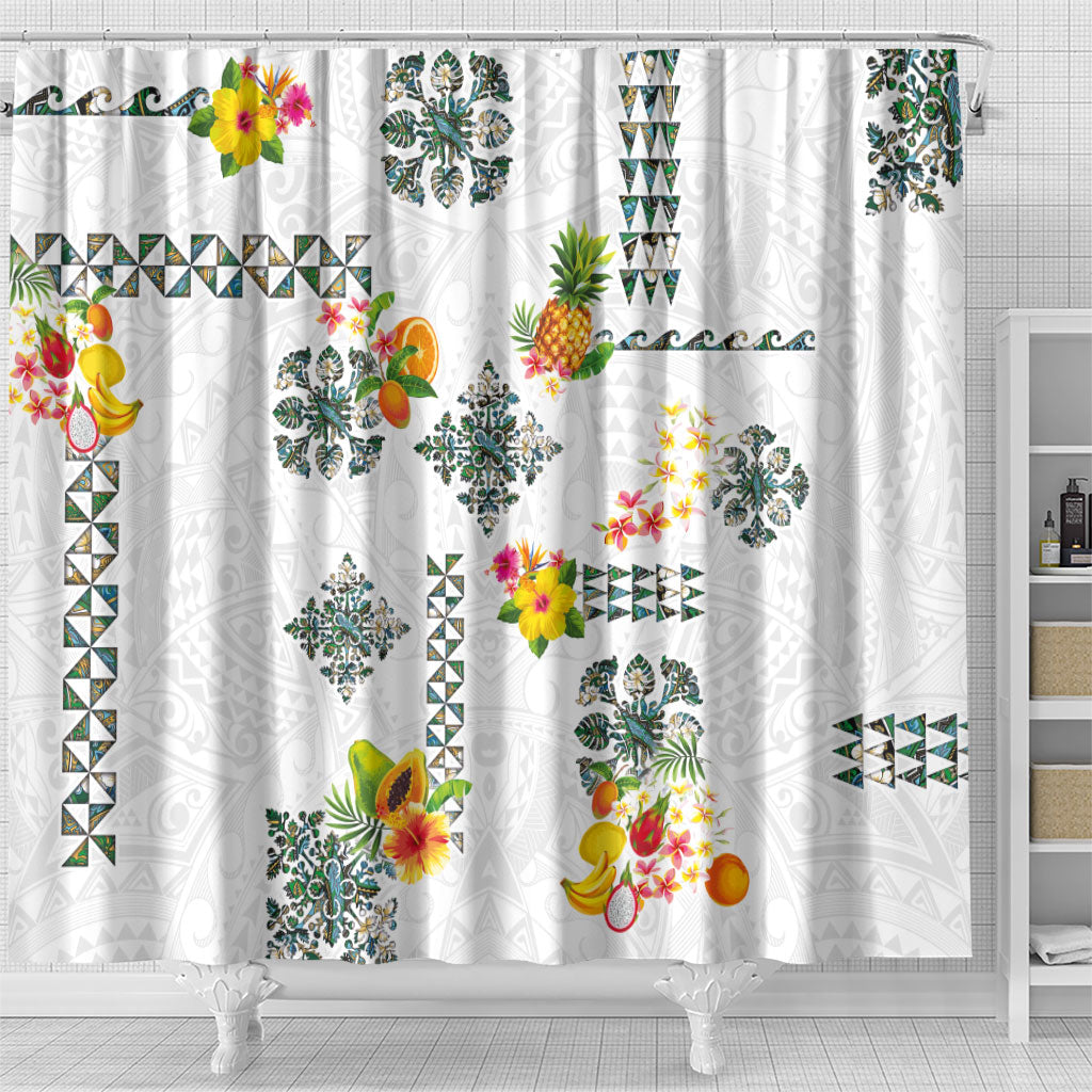 Hawaiian Quilts Shower Curtain Tropical Fruits and Plants