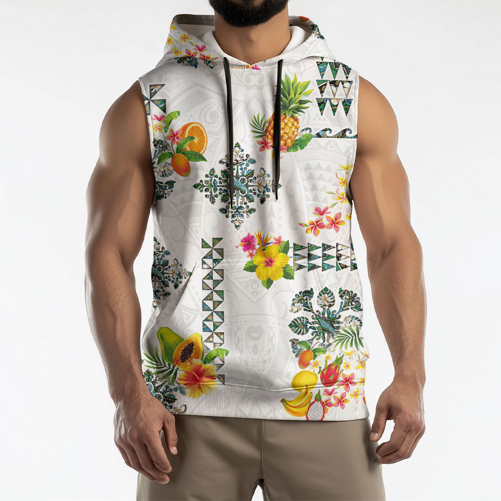 Hawaiian Quilts Sleeveless Hoodie Tropical Fruits and Plants