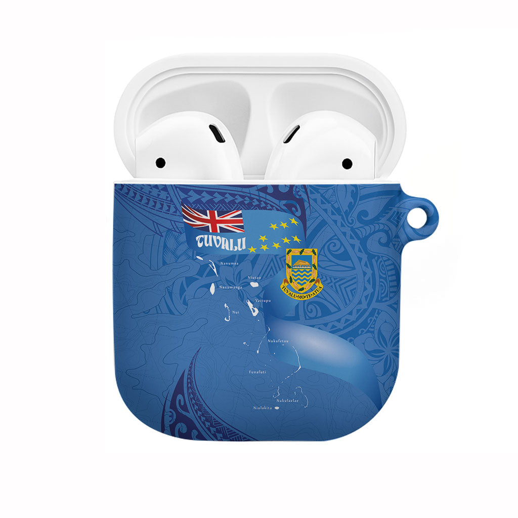 Tuvalu Heritage AirPods Case Map of the Islands and Polynesia Pattern LT03 Blue - Polynesian Pride
