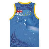 Tuvalu Heritage Basketball Jersey Map of the Islands and Polynesia Pattern