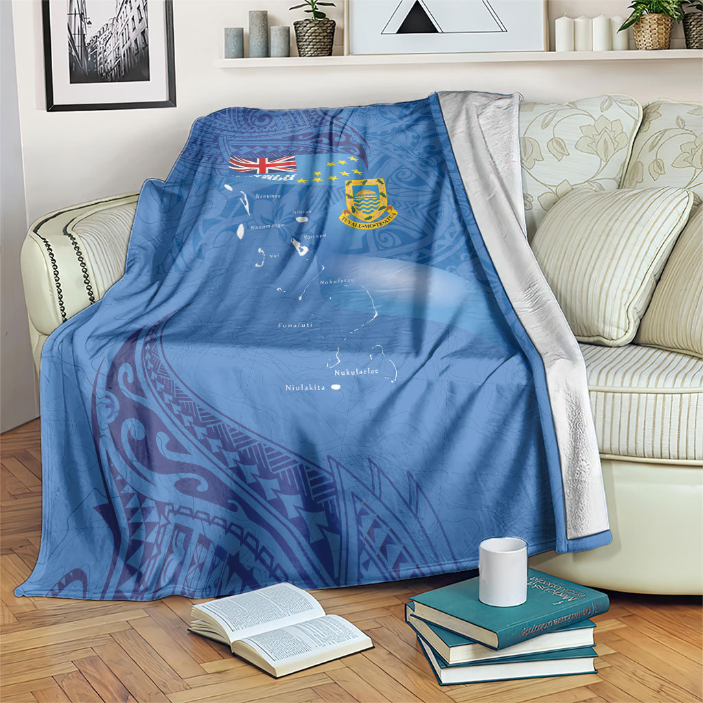 Tuvalu Heritage Blanket Map of the Islands and Polynesia Pattern