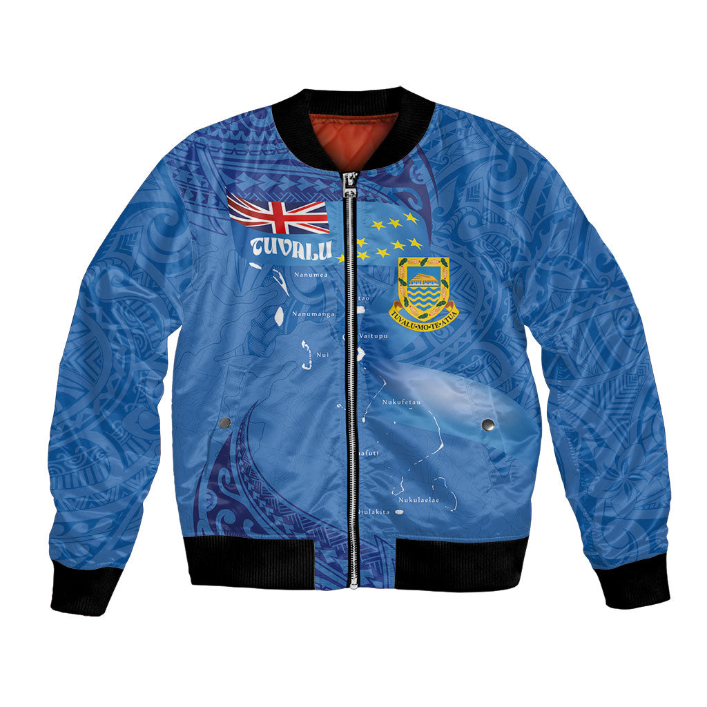 Tuvalu Heritage Bomber Jacket Map of the Islands and Polynesia Pattern