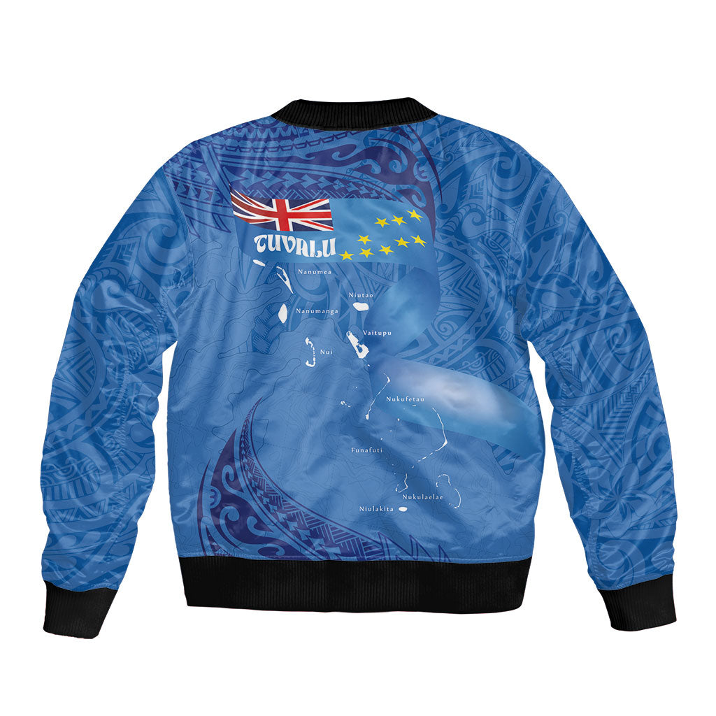 Tuvalu Heritage Bomber Jacket Map of the Islands and Polynesia Pattern