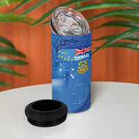 Tuvalu Heritage 4 in 1 Can Cooler Tumbler Map of the Islands and Polynesia Pattern