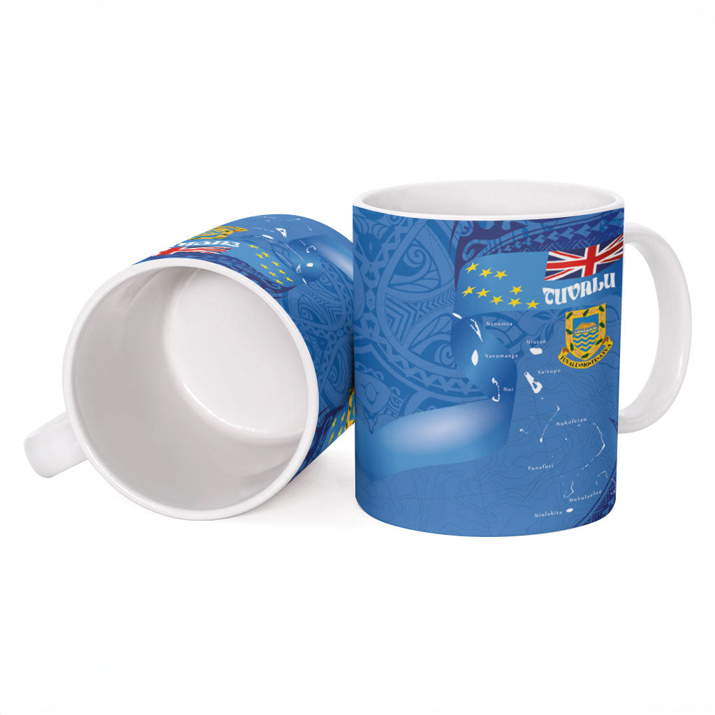Tuvalu Heritage Ceramic Mug Map of the Islands and Polynesia Pattern