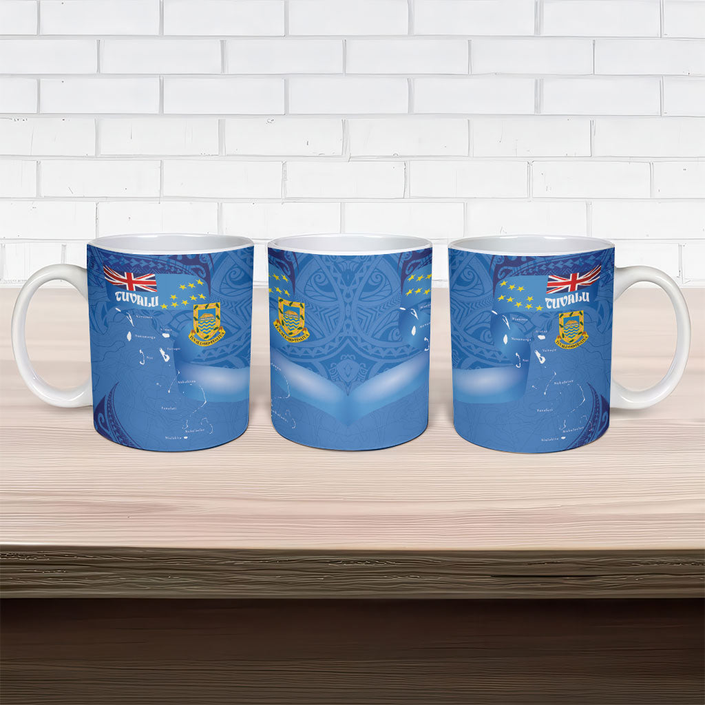 Tuvalu Heritage Ceramic Mug Map of the Islands and Polynesia Pattern