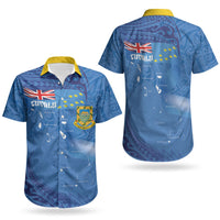Tuvalu Heritage Couples Matching Off The Shoulder Long Sleeve Dress and Hawaiian Shirt Map of the Islands and Polynesia Pattern