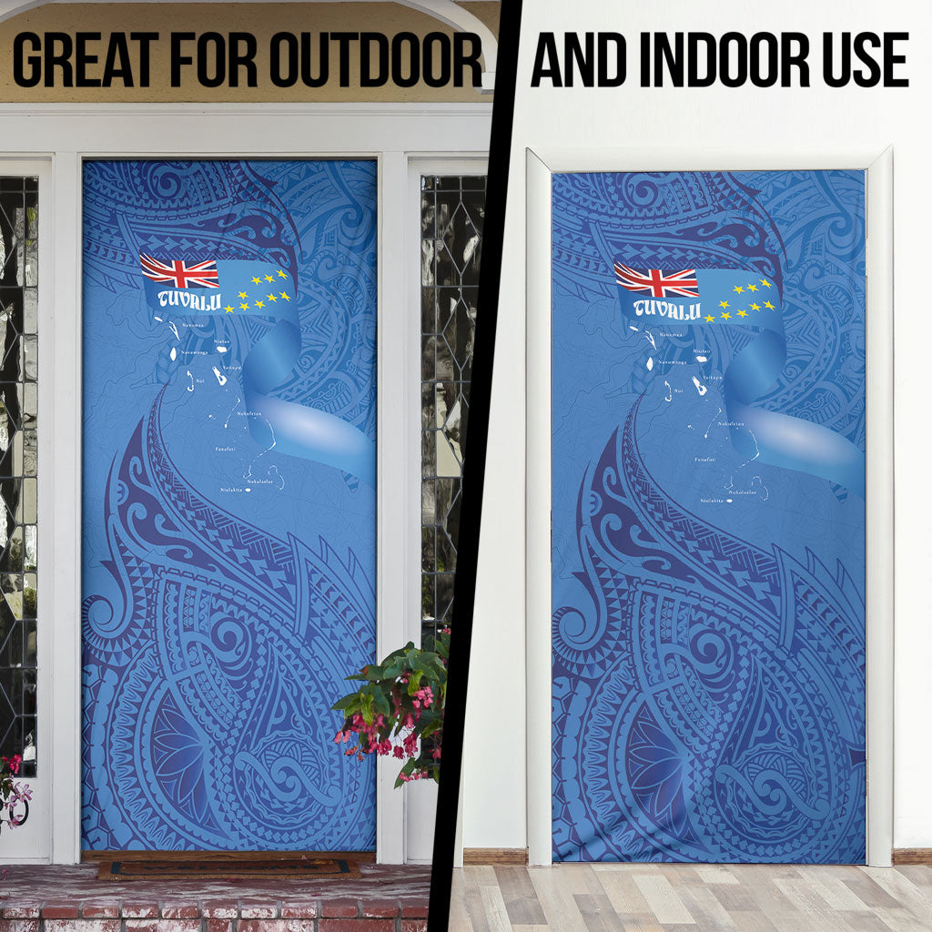 Tuvalu Heritage Door Cover Map of the Islands and Polynesia Pattern