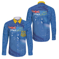 Tuvalu Heritage Family Matching Off The Shoulder Long Sleeve Dress and Hawaiian Shirt Map of the Islands and Polynesia Pattern