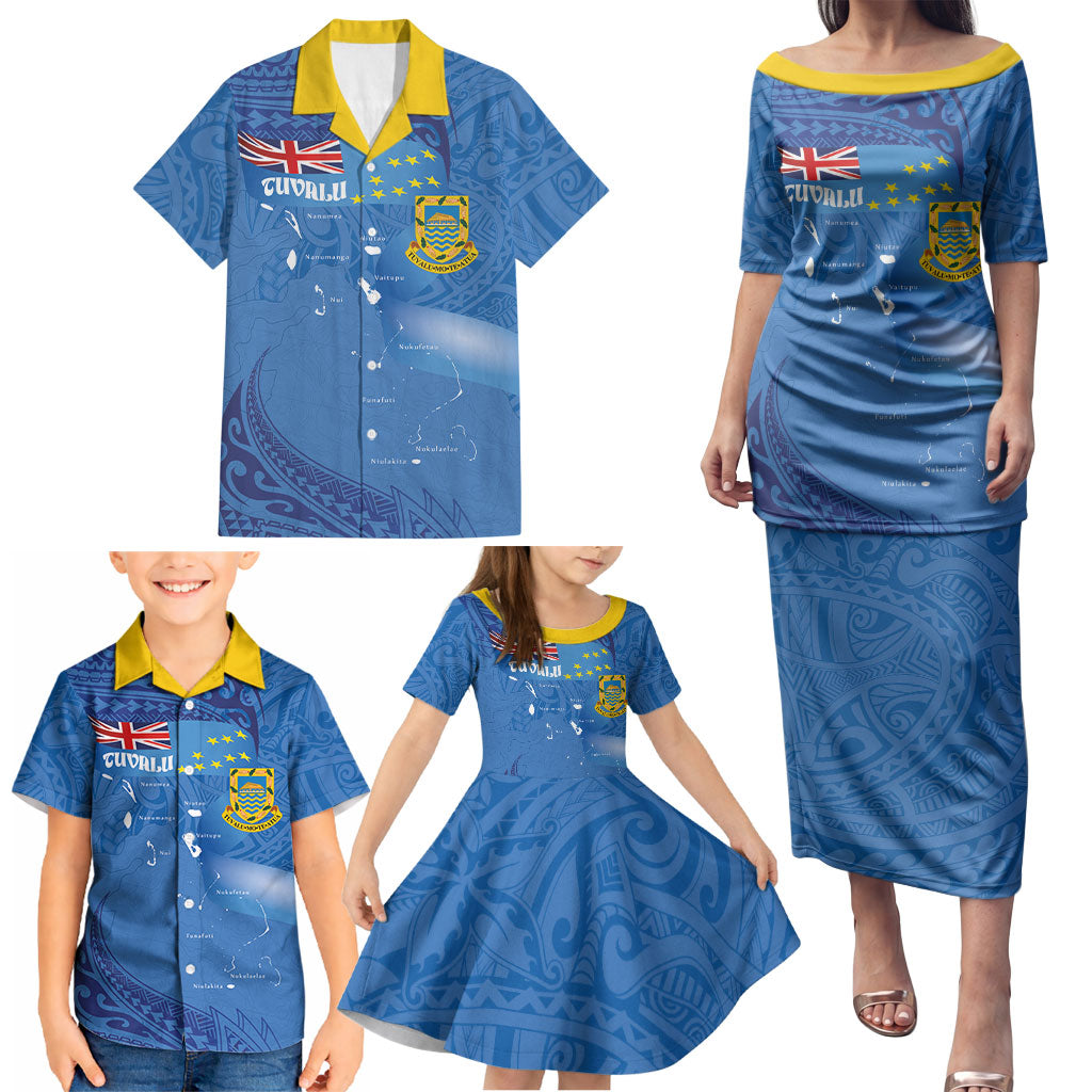 Tuvalu Heritage Family Matching Puletasi and Hawaiian Shirt Map of the Islands and Polynesia Pattern LT03 - Polynesian Pride