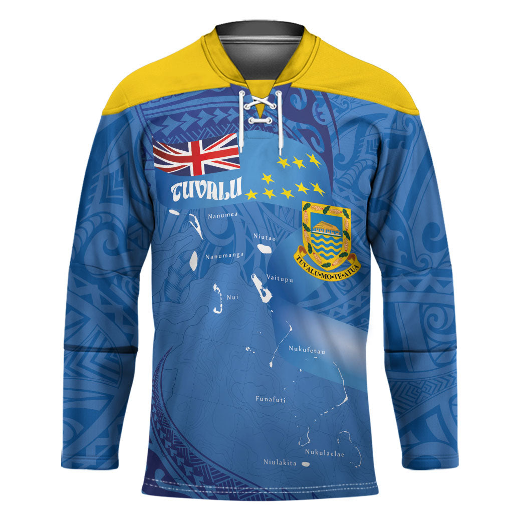Tuvalu Heritage Hockey Jersey Map of the Islands and Polynesia Pattern