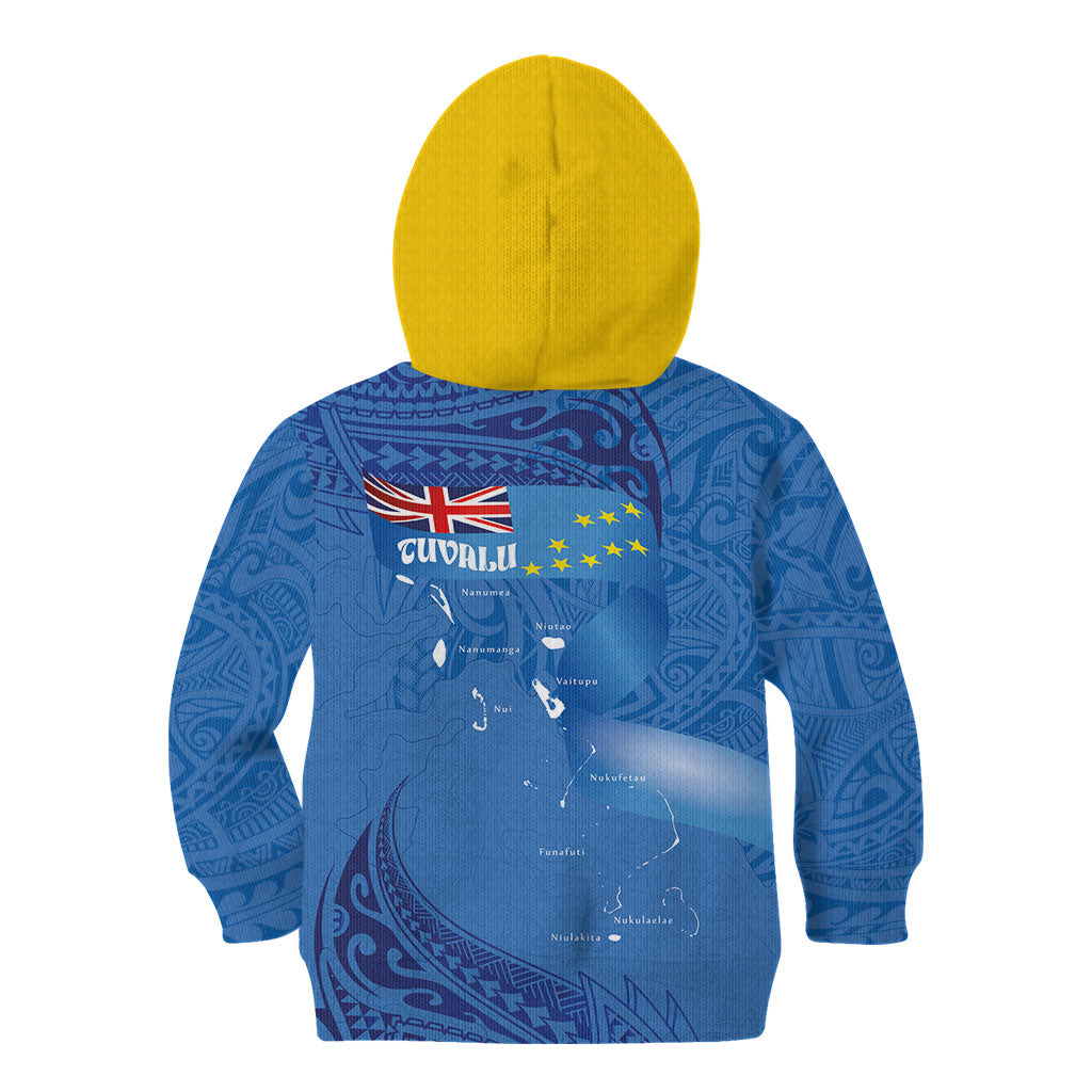 Tuvalu Heritage Kid Hoodie Map of the Islands and Polynesia Pattern