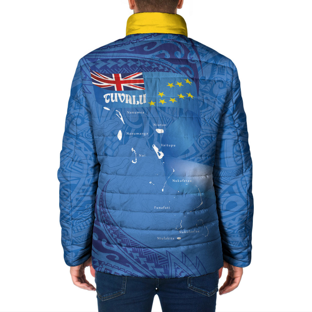 Tuvalu Heritage Padded Jacket Map of the Islands and Polynesia Pattern