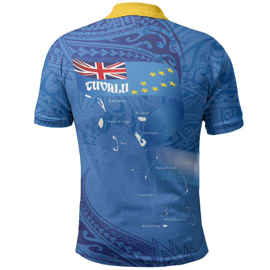 Tuvalu Heritage Polo Shirt Map of the Islands and Polynesia Pattern