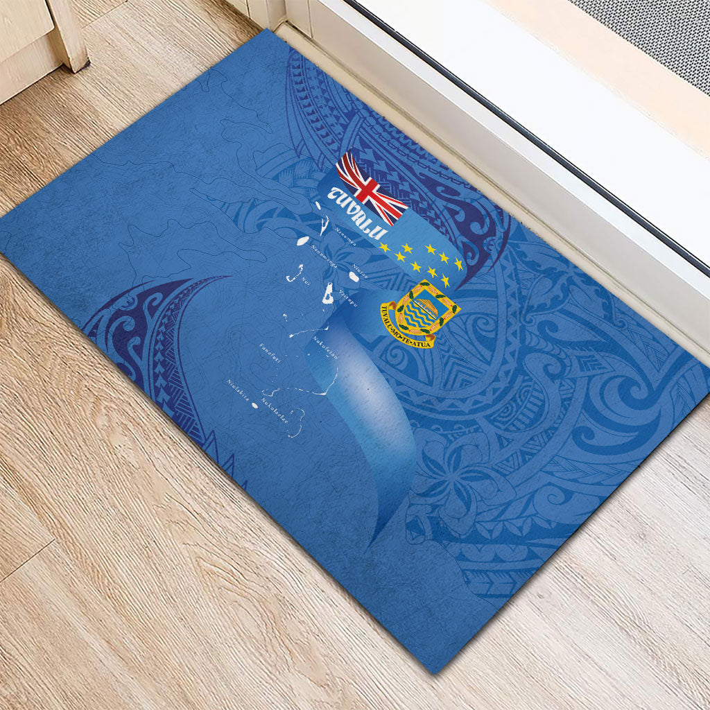 Tuvalu Heritage Rubber Doormat Map of the Islands and Polynesia Pattern