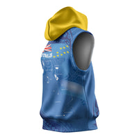 Tuvalu Heritage Sleeveless Hoodie Map of the Islands and Polynesia Pattern