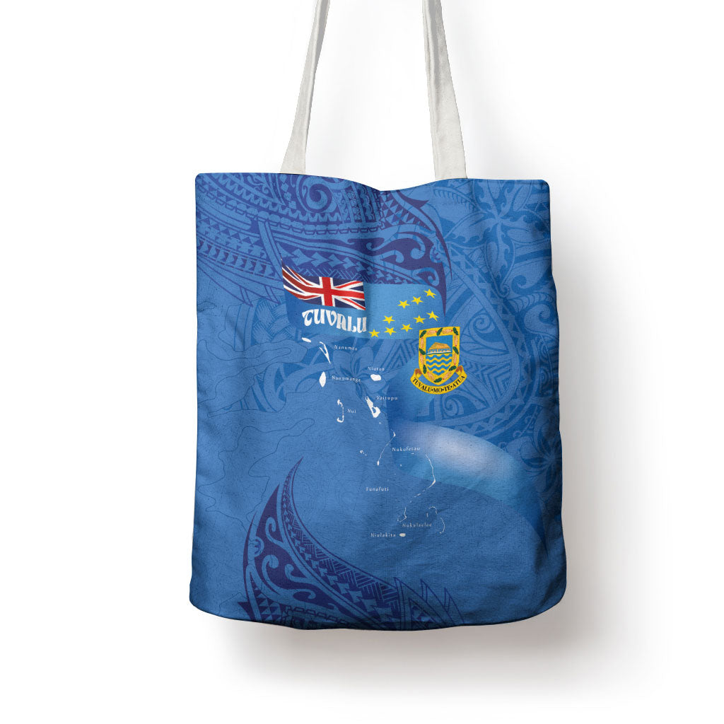 Tuvalu Heritage Tote Bag Map of the Islands and Polynesia Pattern
