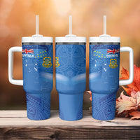 Tuvalu Heritage Tumbler With Handle Map of the Islands and Polynesia Pattern