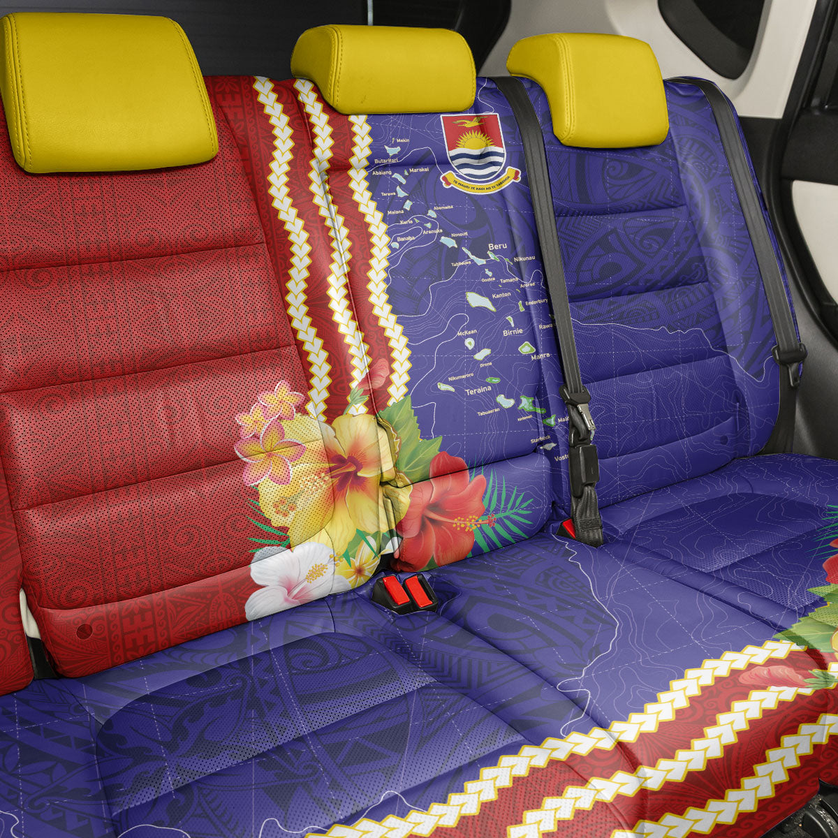 Kiribati Heritage Back Car Seat Cover Map of the Islands and Polynesia Pattern