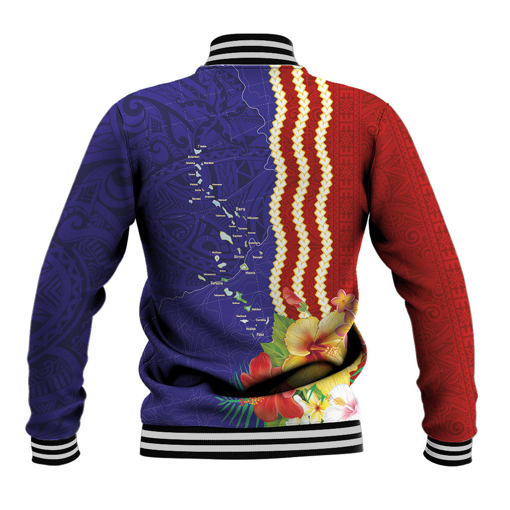 Kiribati Heritage Baseball Jacket Map of the Islands and Polynesia Pattern