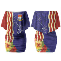 Kiribati Heritage Couples Matching Off Shoulder Short Dress and Hawaiian Shirt Map of the Islands and Polynesia Pattern