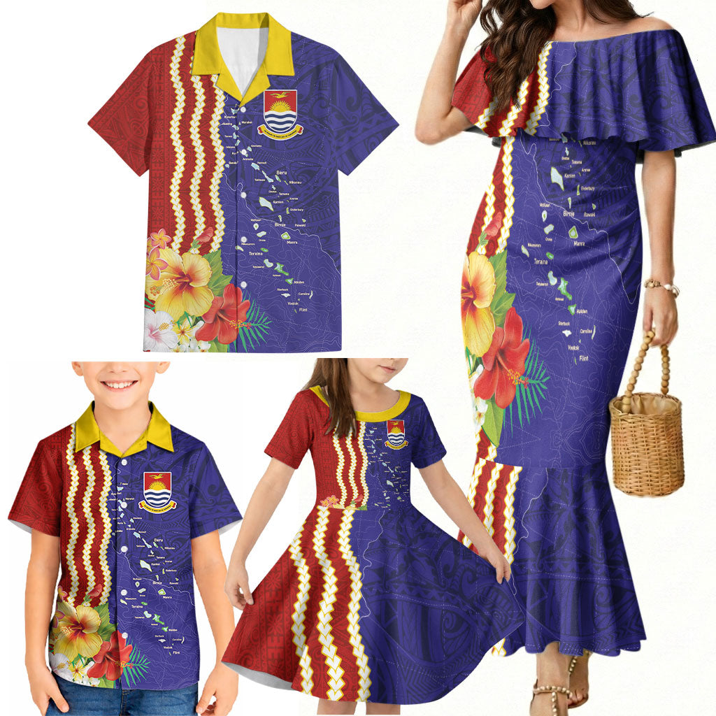 Kiribati Heritage Family Matching Mermaid Dress and Hawaiian Shirt Map of the Islands and Polynesia Pattern LT03 - Polynesian Pride