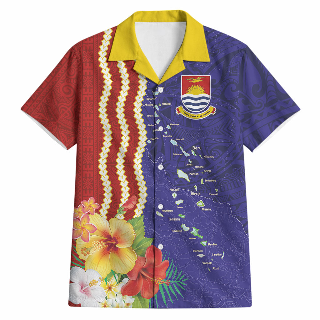 Kiribati Heritage Hawaiian Shirt Map of the Islands and Polynesia Pattern