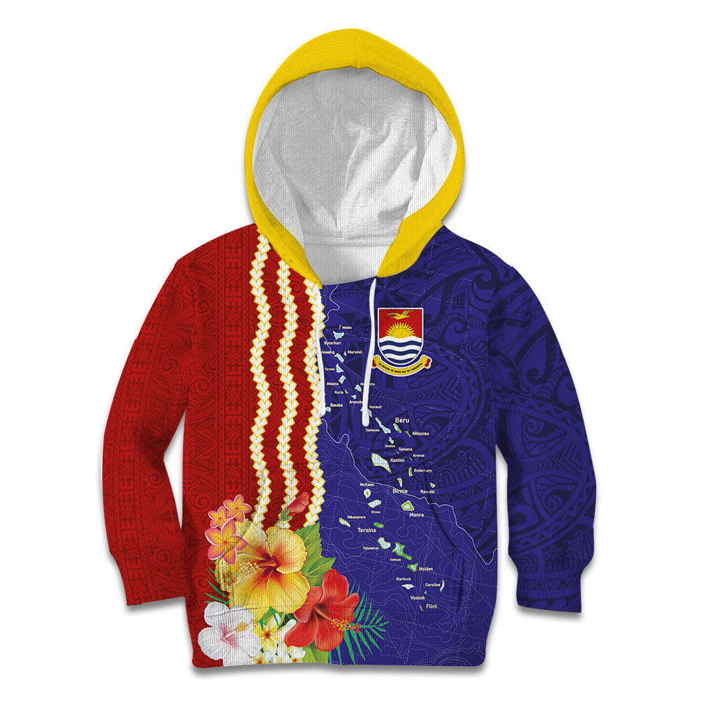 Kiribati Heritage Kid Hoodie Map of the Islands and Polynesia Pattern