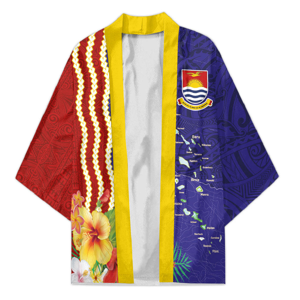Kiribati Heritage Kimono Map of the Islands and Polynesia Pattern LT03 Unisex Multicolor - Polynesian Pride