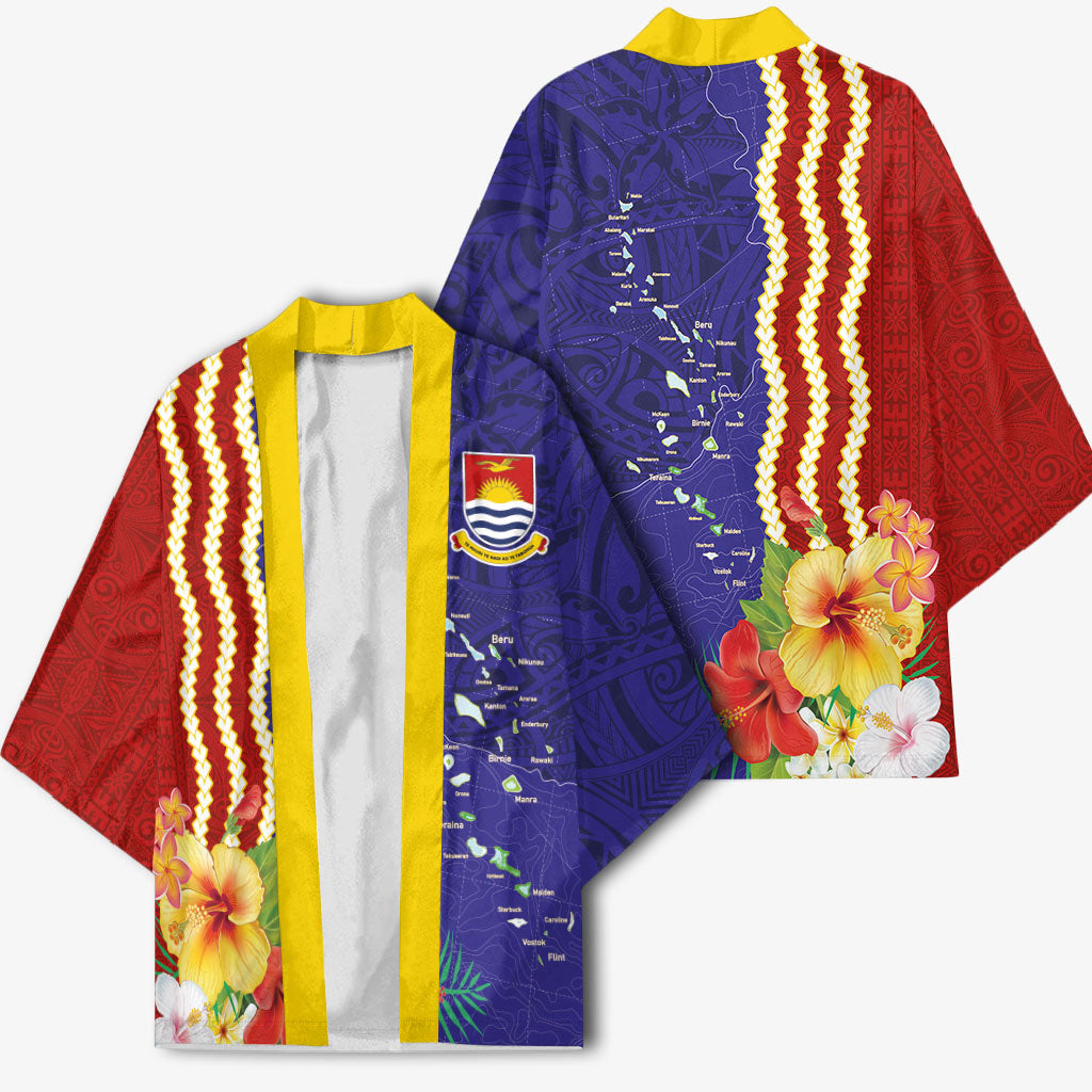 Kiribati Heritage Kimono Map of the Islands and Polynesia Pattern
