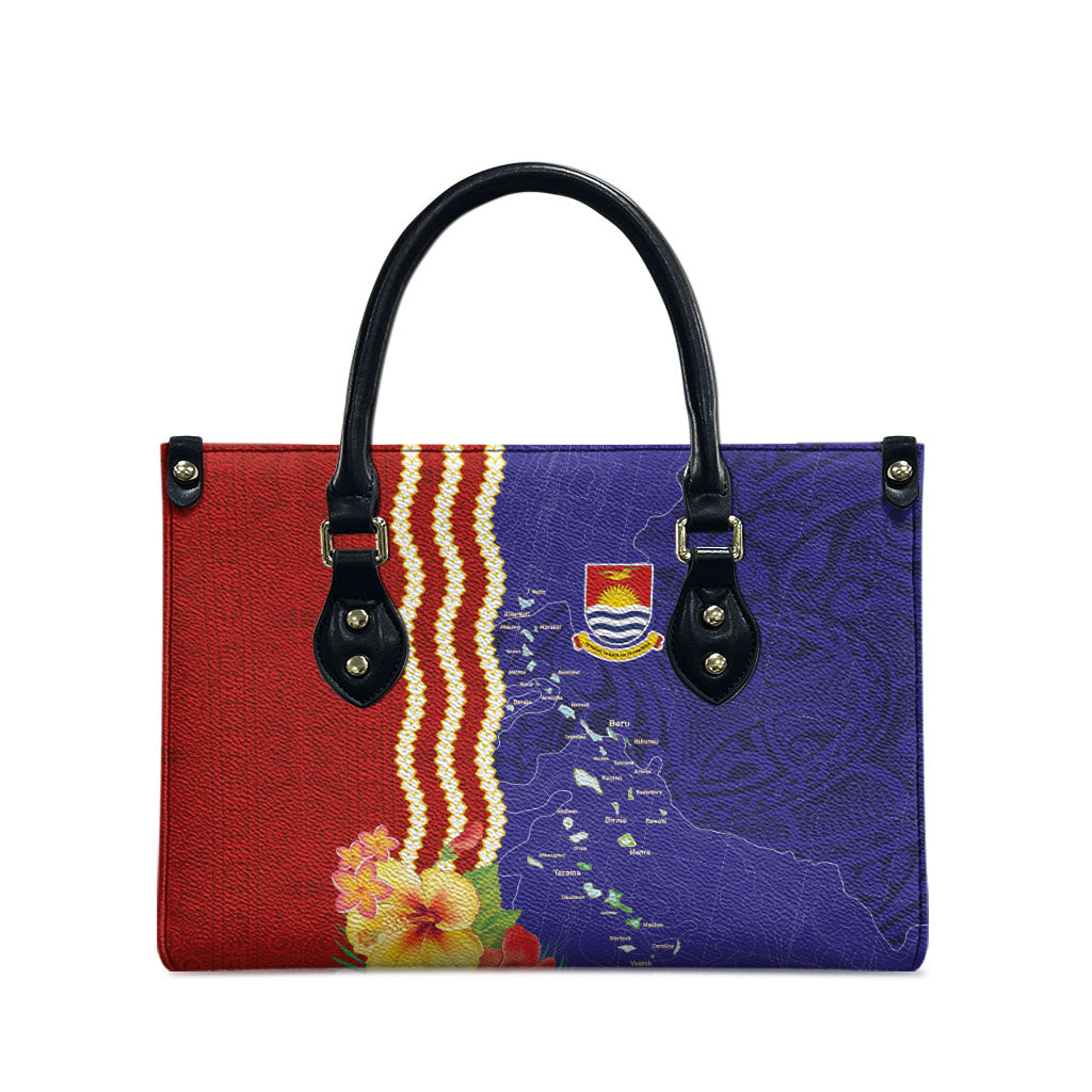 Kiribati Heritage Leather Bag Map of the Islands and Polynesia Pattern